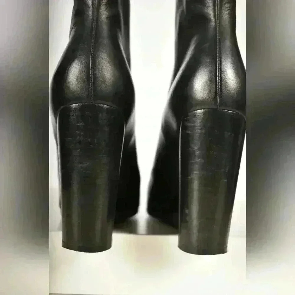 Maison Martin Margiela Black Wedge Leather Boots Heels Pumps 38EU 8US  Italy - Picture 3 of 7